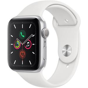 Apple Watch (Series 5) September 2019 44 mm - Aluminium Zilver - Armband Sport armband Wit